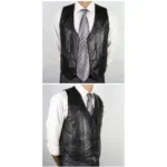Gilet sans manche en cuir pour homme
