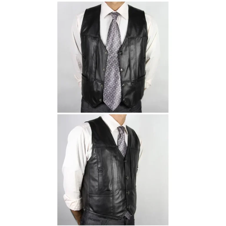Gilet sans manche en cuir pour homme