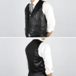 Gilet sans manche en cuir pour homme