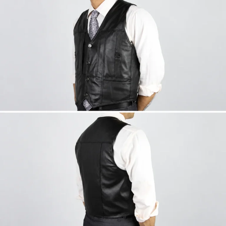 Gilet sans manche en cuir pour homme