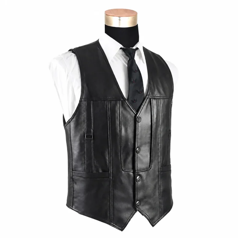 Gilet sans manche en cuir pour homme