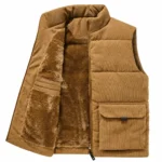 Gilet sans manches camel côtelé chaud