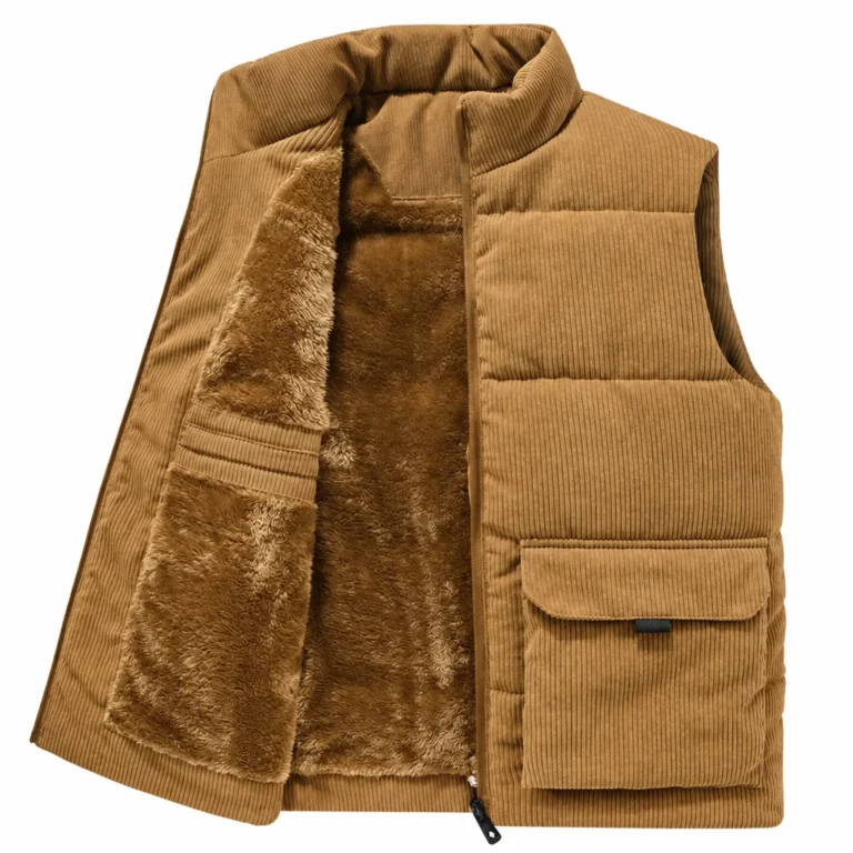 Gilet sans manches camel côtelé chaud