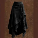 Jupe longue bohème marron effet daim