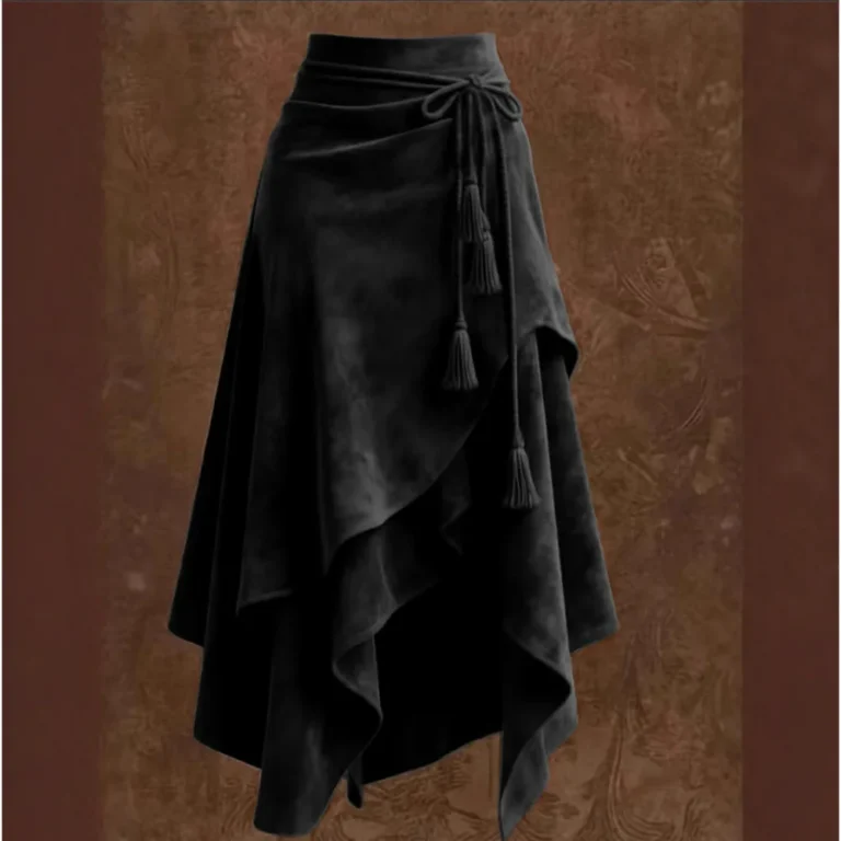 Jupe longue bohème marron effet daim