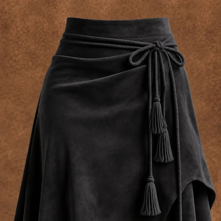Jupe longue bohème marron effet daim