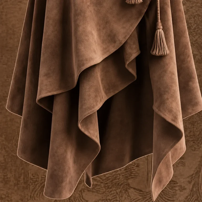 Jupe longue bohème marron effet daim