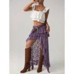 Jupes cowgirl dentelle asymétrique