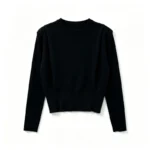 Pull court femme à col rond épaules structurées