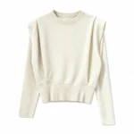 Pull court femme à col rond épaules structurées