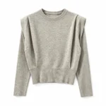 Pull court femme à col rond épaules structurées