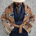 Pull femme noel western vintage losanges marron