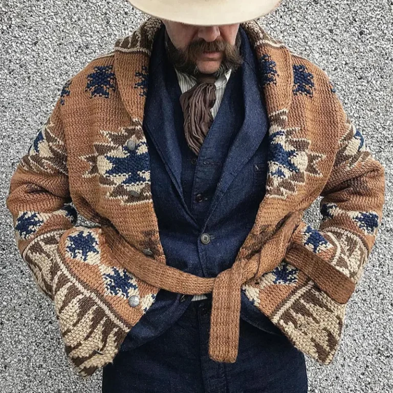 Pull femme noel western vintage losanges marron