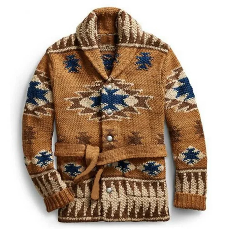 Pull femme noel western vintage losanges marron