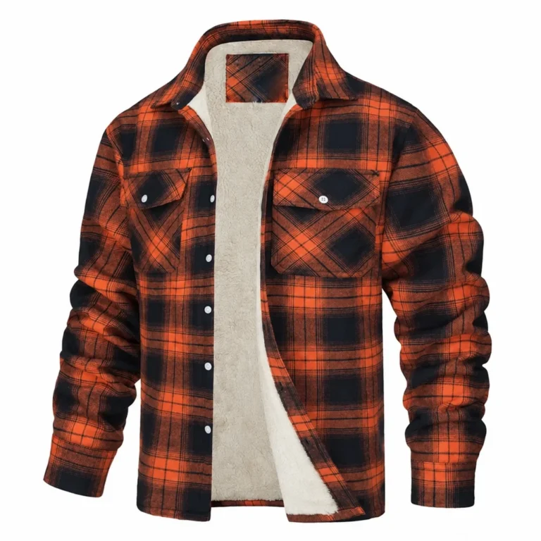 Veste bûcheron à carreaux doublure polaire - Orange rouille et noir
