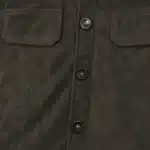 Veste cowboy marron effet daim col montant et poches poitrine