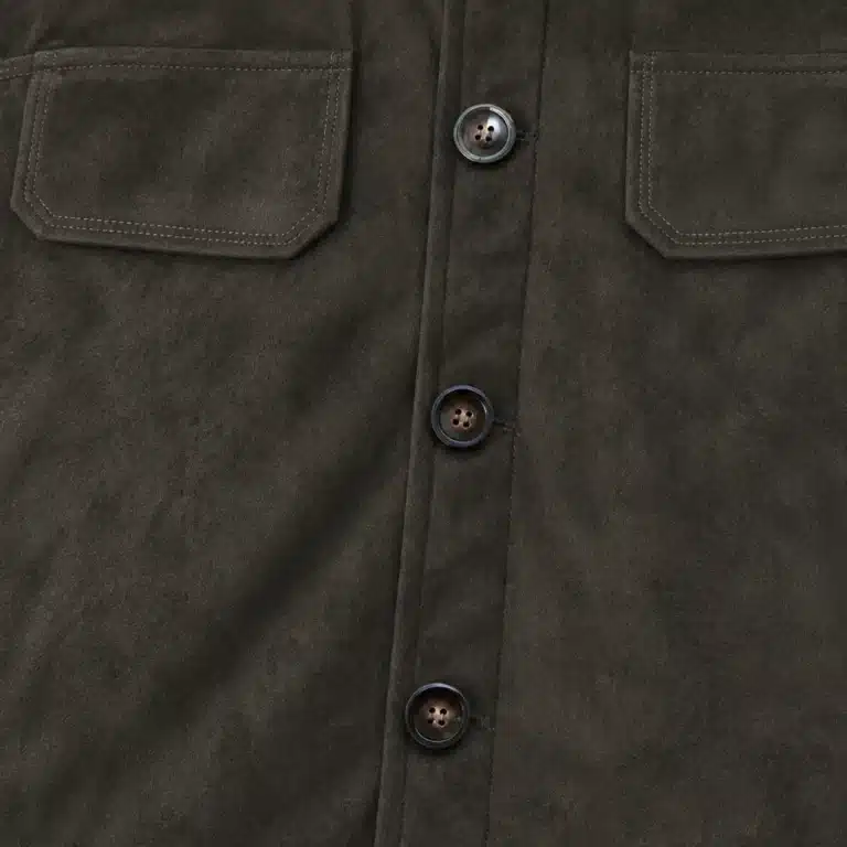 Veste cowboy marron effet daim col montant et poches poitrine