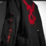 Veste jean noir skull rouge vintage
