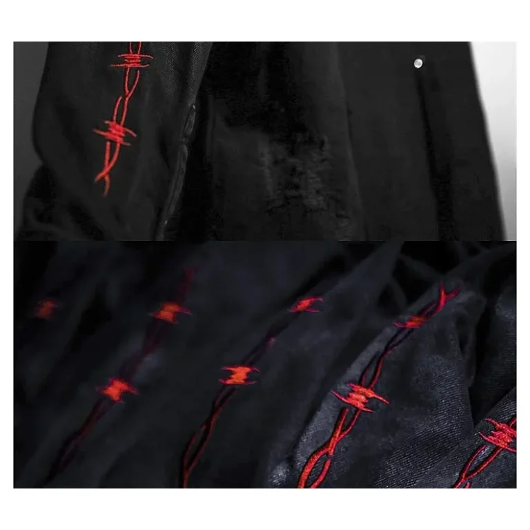 Veste jean noir skull rouge vintage