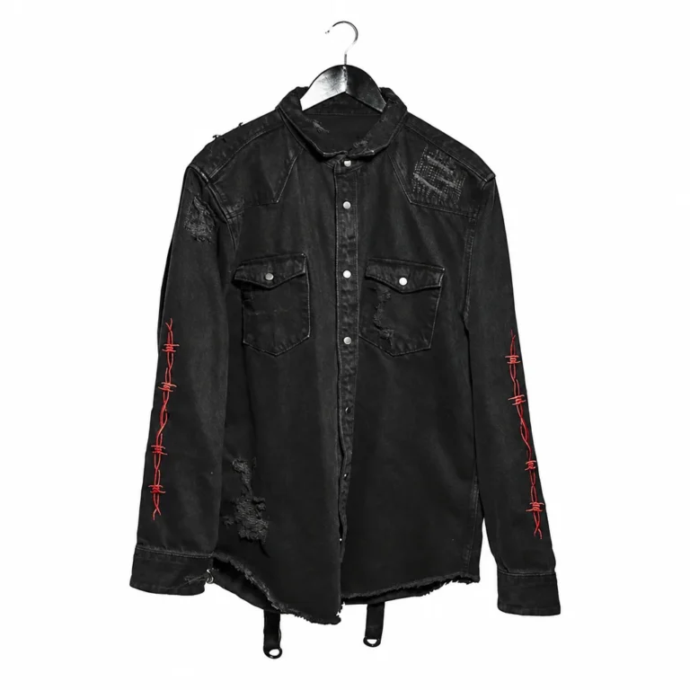 Veste jean noir skull rouge vintage