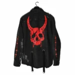 Veste jean noir skull rouge vintage - Noir – crâne rouge à cornes