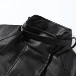 Veste oversize femme noire effet cuir à ceinture